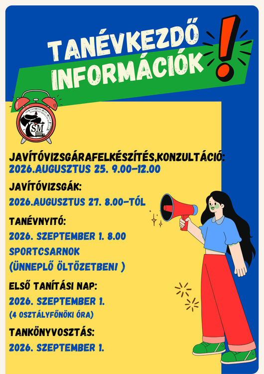 Tanévkezdő információk