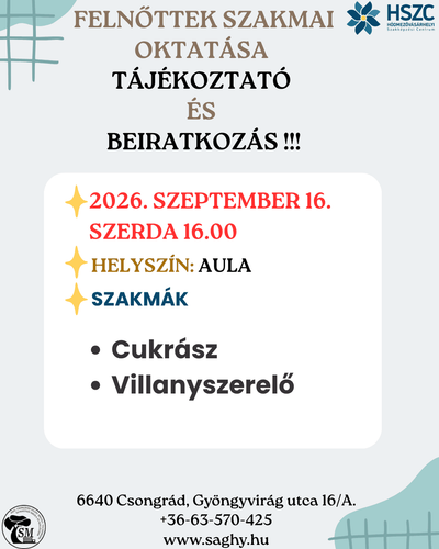 Felnőttek szakmai oktatása-tájékoztatás, beiratkozás